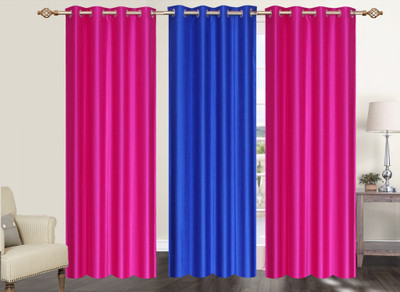 

Furnishing Zone 274 cm (9 ft) Polyester Long Door Curtain (Pack Of 3)(Plain, Pink, Blue), Blue;pink