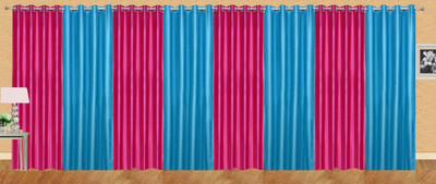 

Stella Creations 214 cm (7 ft) Polyester Door Curtain (Pack Of 8)(Solid, Pink, Light Blue), Light blue;pink