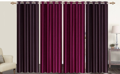 

Furnishing Zone 152 cm (5 ft) Polyester Window Curtain (Pack Of 4)(Plain, Purple, Brown), Brown;purple