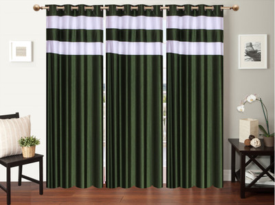 

Furnishing Zone 213 cm (7 ft) Polyester Door Curtain (Pack Of 3)(Plain, Green)
