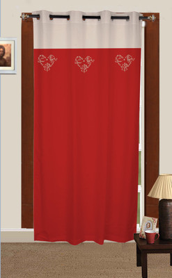 

Elan 210 cm (7 ft) Cotton Door Curtain Single Curtain(Embroidered, Red)