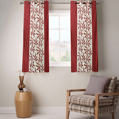 

Enaakshi 152 cm (5 ft) Polyester Window Curtain (Pack Of 2)(Floral, Red)