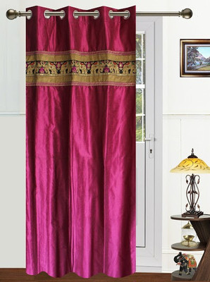6% OFF on Dekor World 215 cm (7 ft) Polyester Door Curtain Single Curtain(Embroidered, Purple)
