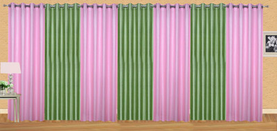 

Stella Creations 275 cm (9 ft) Polyester Long Door Curtain (Pack Of 7)(Solid, Pink, Light Green), Light green;pink