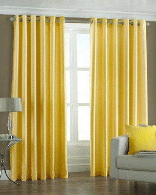 

Home Pictures 152 cm (5 ft) Polyester Window Curtain (Pack Of 2)(Plain, Yellow)