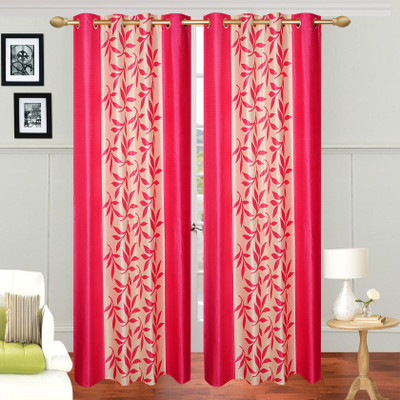 

Excel Bazaar 275 cm (9 ft) Polyester Long Door Curtain (Pack Of 2)(Floral, Pink)