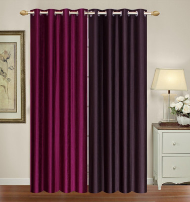 

Furnishing Zone 152 cm (5 ft) Polyester Window Curtain (Pack Of 2)(Plain, Purple, Brown), Brown;purple
