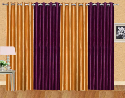 

Ville Style 153 cm (5 ft) Polyester Window Curtain (Pack Of 4)(Solid, Gold, Purple)