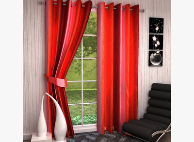 

curtainhub 152 cm (5 ft) Polyester Window Curtain (Pack Of 2)(Floral, Peach)