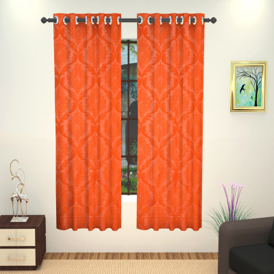 

Lushomes 152 cm (5 ft) Polyester Window Curtain Single Curtain(Self Design, Orange)