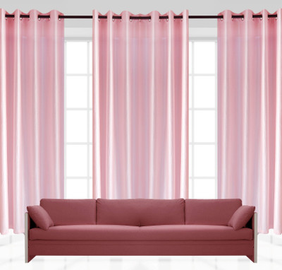 

India Furnish 213 cm (7 ft) Polyester Door Curtain (Pack Of 3)(Floral, Pink)