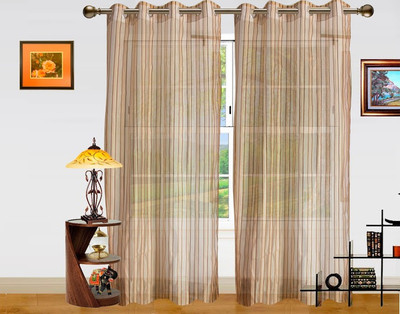 Dekor World 213.36 cm (7 ft) Polyester Door Curtain (Pack Of 2)(Floral, Brown) Dekor World 213.36 cm (7 ft) Polyester Door Curtain (Pack Of 2)(Floral, Brown)