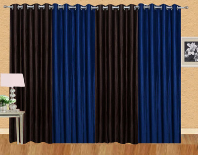 

Ville Style 275 cm (9 ft) Polyester Long Door Curtain (Pack Of 4)(Solid, Brown, Dark Blue)