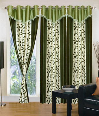 66% OFF on Shopgrab 213 cm (7 ft) Polyester Door Curtain (Pack Of 3)(Printed, Green, Beige)