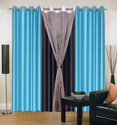 

Livingcreation 213 cm (7 ft) Polyester Door Curtain (Pack Of 4)(Plain, Blue, Grey)