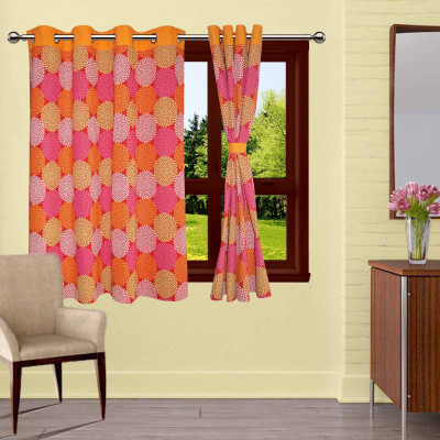 

Lushomes 152.4 cm (5 ft) Cotton Window Curtain Single Curtain(Printed, Red)