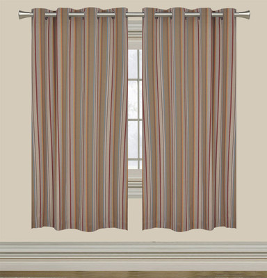 

Elan 150 cm (5 ft) Cotton Window Curtain Single Curtain(Striped, Light Brown)
