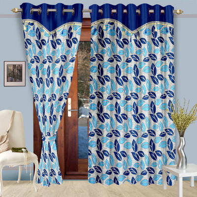 

Cortina 210 cm (7 ft) Polyester Door Curtain (Pack Of 2)(Floral, Blue)