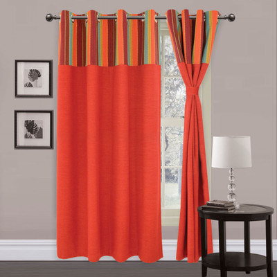 

Elan 210 cm (7 ft) Cotton Door Curtain Single Curtain(Abstract, Red)