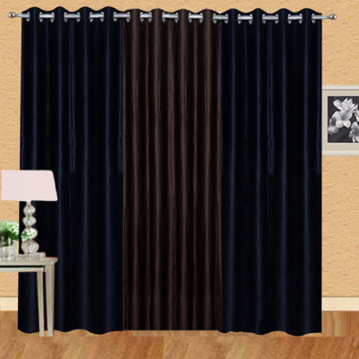 

Excel Bazaar 214 cm (7 ft) Polycotton Door Curtain (Pack Of 3)(Plain, Black-1brown)