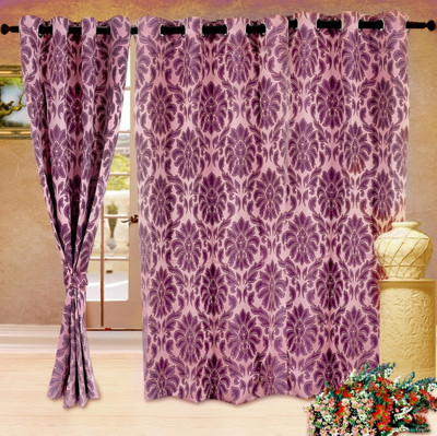 

Cortina 210 cm (7 ft) Polyester Door Curtain Single Curtain(Geometric, Pink)