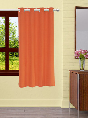 

Lushomes 150 cm (5 ft) Cotton Window Curtain Single Curtain(Embroidered, Orange)