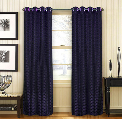 

Home Candy 212 cm (7 ft) Jacquard Door Curtain (Pack Of 2)(Geometric, Purple)