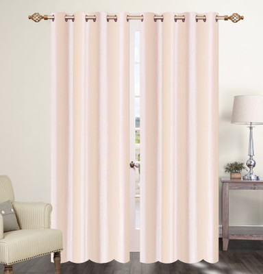 Furnishing Zone 213 cm (7 ft) Polyester Door Curtain (Pack Of 2)(Plain, White)