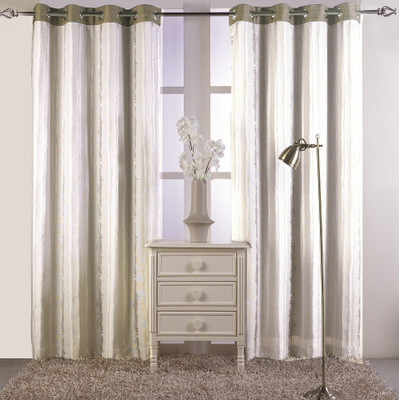 

KC HOME 213 cm (7 ft) Polycotton Door Curtain Single Curtain(Abstract, White, Grey), Grey;white