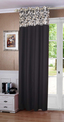 

Lushomes 228.6 cm (8 ft) Cotton Door Curtain Single Curtain(Printed, Black)