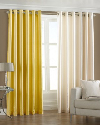 Homefab India 183 cm (6 ft) Polyester Semi Transparent Window Curtain (Pack Of 2)(Solid, Multicolor)