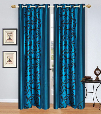 

Excel Bazaar 275 cm (9 ft) Polyester Long Door Curtain (Pack Of 2)(Floral, Aqua)