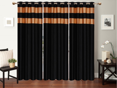 

Furnishing Zone 152 cm (5 ft) Polyester Window Curtain (Pack Of 3)(Plain, Black)