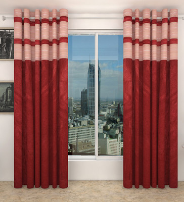 

Home Candy 212 cm (7 ft) Polyester Door Curtain (Pack Of 2)(Motif, Maroon)