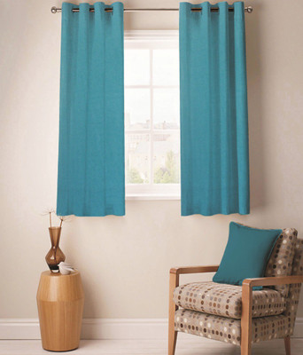 ExpressionsHome 152 cm (5 ft) Polyester Window Curtain (Pack Of 2)(Solid, Blue, Blue)