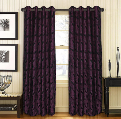 

Home Candy 212 cm (7 ft) Jacquard Door Curtain (Pack Of 2)(Floral, Purple)