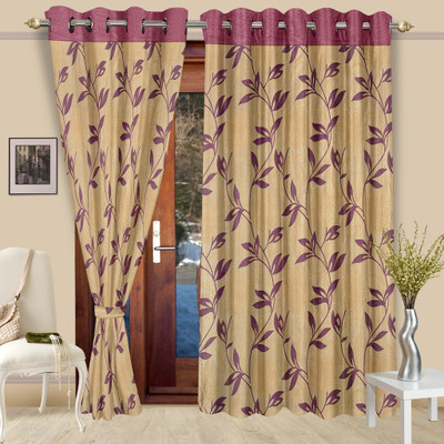 

Cortina 270 cm (9 ft) Polyester Long Door Curtain (Pack Of 2)(Floral, Purple)