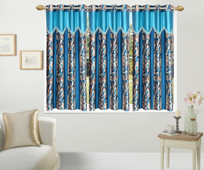 

Excel Bazaar 153 cm (5 ft) Polycotton Window Curtain (Pack Of 3)(Printed, Blue, Aqua, Cream), Aqua;blue;cream