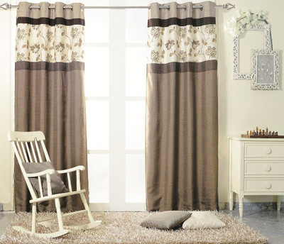 

KC HOME 152 cm (5 ft) Polyester Window Curtain Single Curtain(Floral, Brown, Beige), Beige;brown
