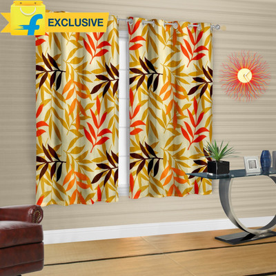 

Cortina 150 cm (5 ft) Polyester Window Curtain (Pack Of 2)(Floral, Multicolor)