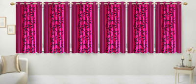 

Stella Creations 152 cm (5 ft) Polyester Window Curtain (Pack Of 6)(Printed, Pink)