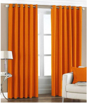 

Home Pictures 274 cm (9 ft) Polyester Long Door Curtain (Pack Of 2)(Plain, Orange)