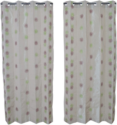 

MABA 215 cm (7 ft) Polyester Door Curtain (Pack Of 2)(Embroidered, Silver)
