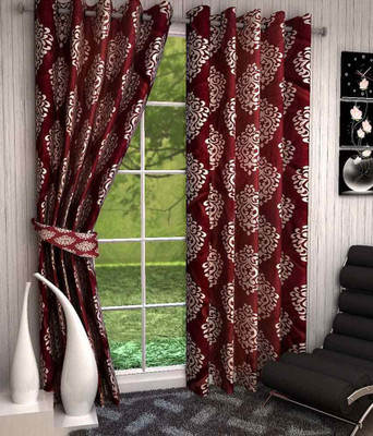 

Zesture 211 cm (7 ft) Polyester Door Curtain (Pack Of 2)(Motif, Maroon)