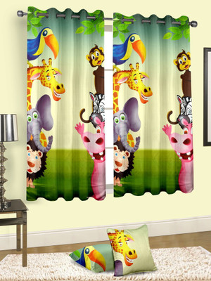 

Cortina 150 cm (5 ft) Polyester Window Curtain Single Curtain(Animal, Multicolor)