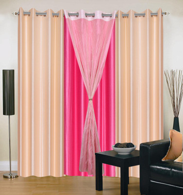 

Livingcreation 213 cm (7 ft) Polyester Door Curtain (Pack Of 4)(Plain, Beige, Pink)