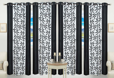 

Handloom Hut 275 cm (9 ft) Polyester Long Door Curtain (Pack Of 4)(Printed, Black)