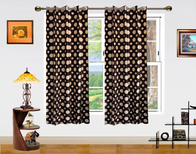 6% OFF on Dekor World 152.4 cm (5 ft) Polyester Window Curtain (Pack Of 2)(Floral, Brown, Beige)