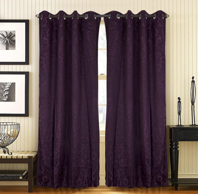

Home Candy 212 cm (7 ft) Cotton Door Curtain (Pack Of 2)(Floral, Purple)
