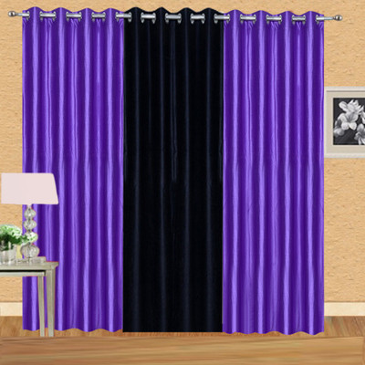 

Excel Bazaar 214 cm (7 ft) Polycotton Door Curtain (Pack Of 3)(Plain, Purple-1black)
